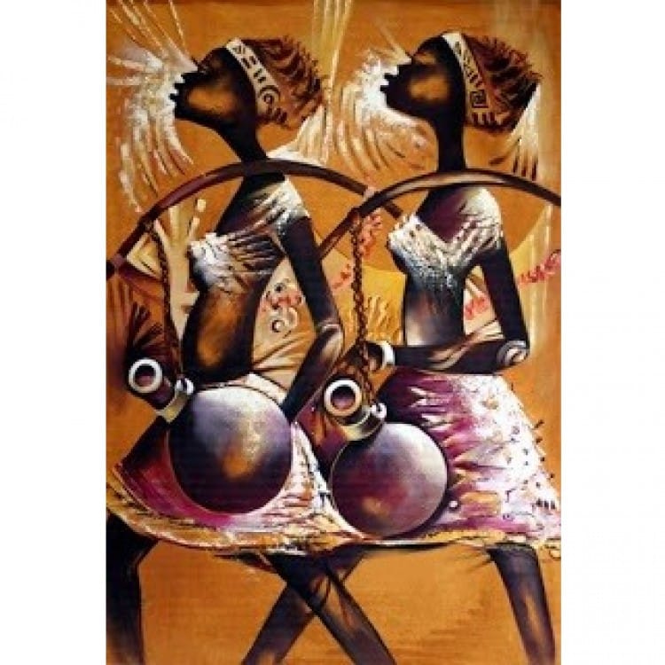 Afrikaans schilderij 2 water dragers - Kopen foto 1