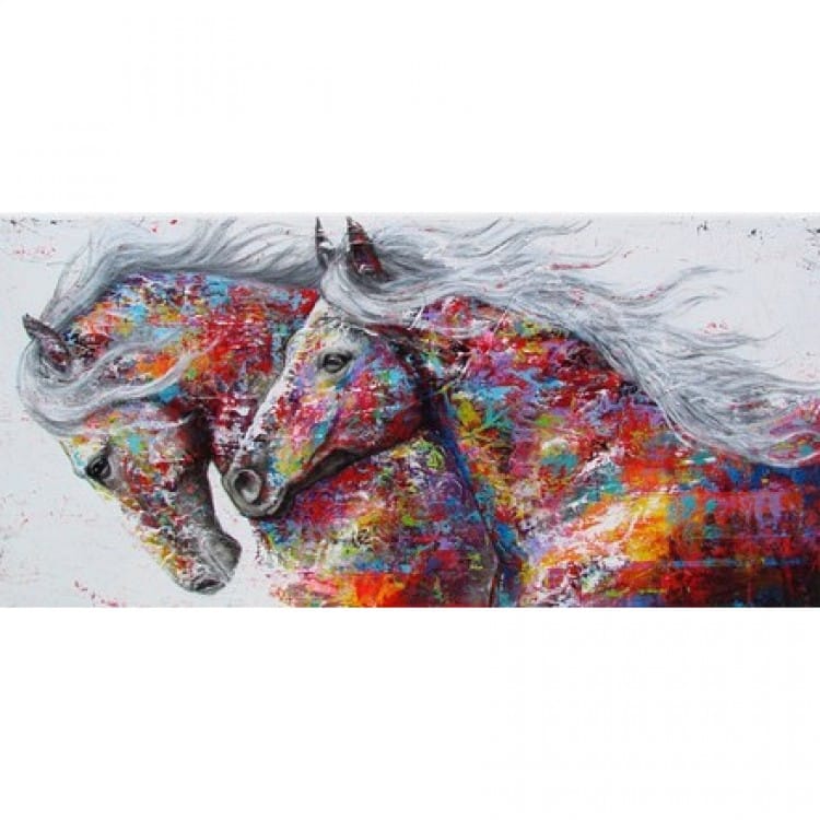 Pop Art schilderij Gekleurde paarden foto 1