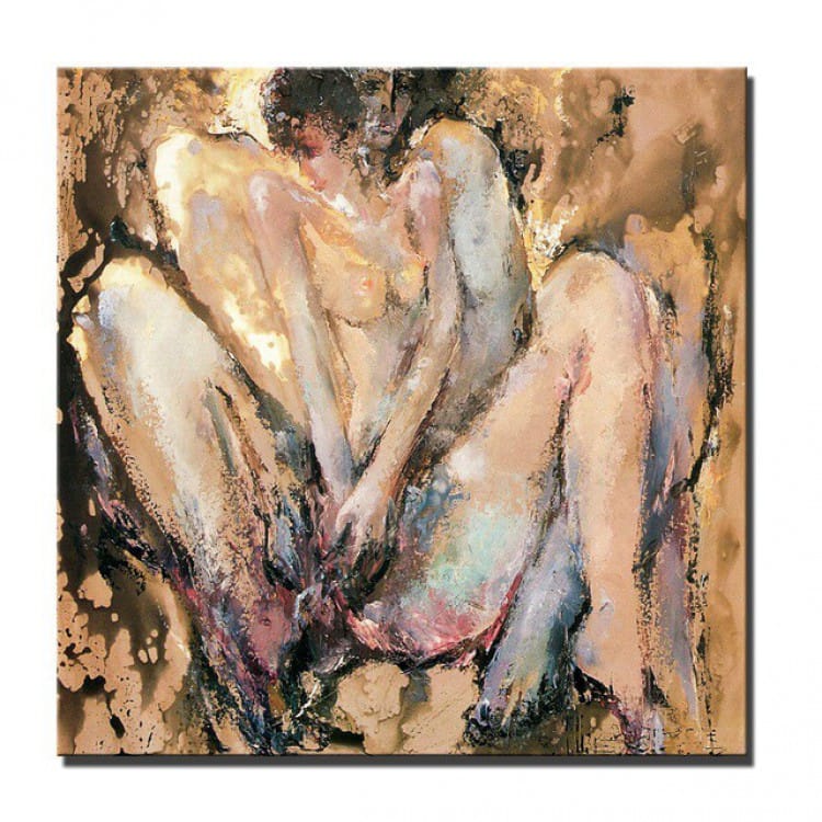 Schilderij vrouw in abstracte naaktheid foto 1