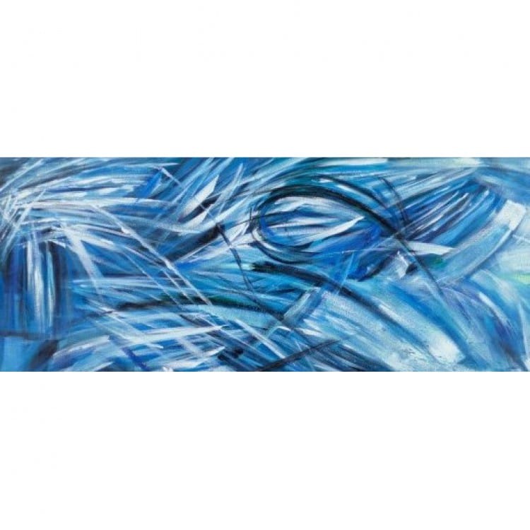 Abstract schilderij blauwe vegen - Kopen foto 1