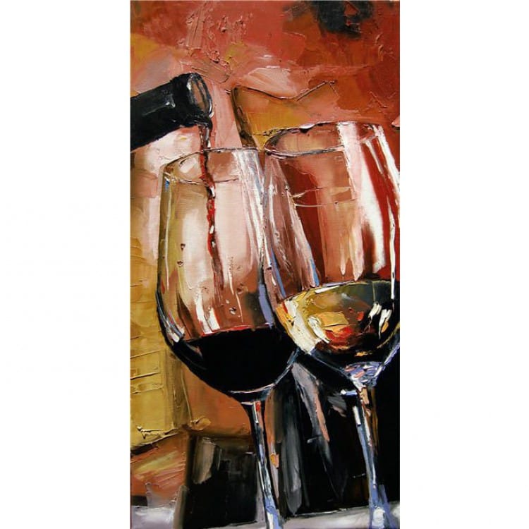 Stilleven schilderij witte en rode wijn - Kopen foto 1