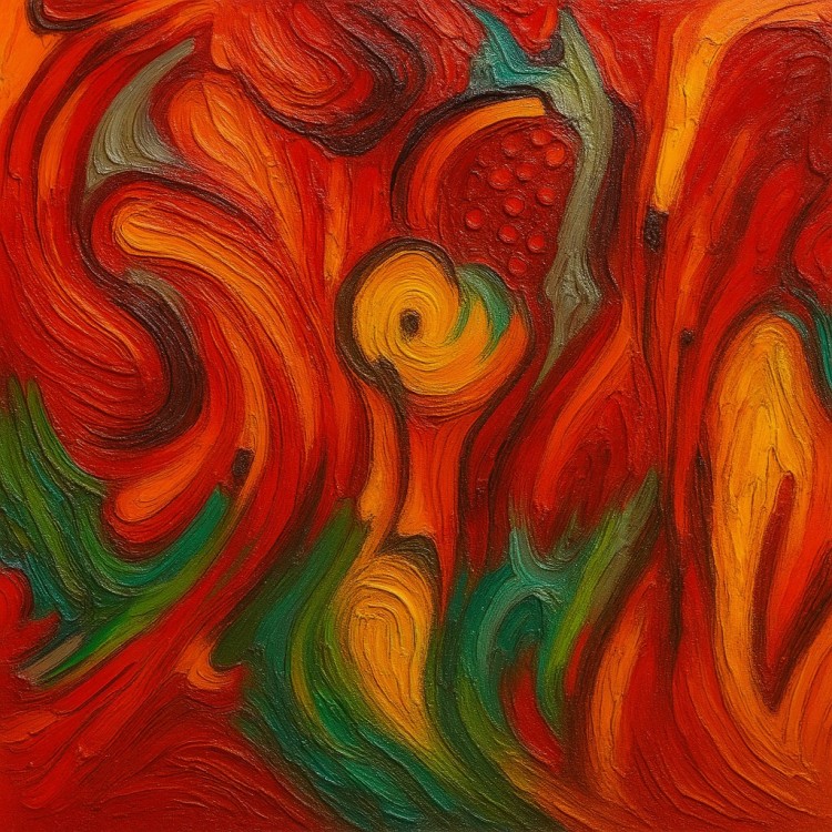 Abstract olieverfschilderij met krachtige penseelstreken foto 1