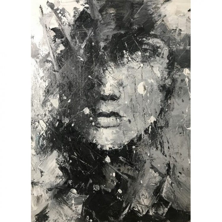 Prachtig schilderij van vrouw in zwart wit foto 1