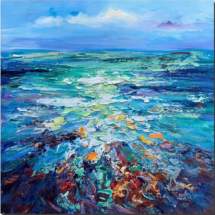 Kleurrijke zee olieverfschilderij - Kopen foto 2