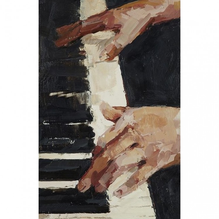 Olieverfschilderij piano spelen foto 1