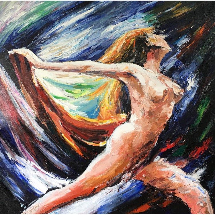 Schilderij dansende naakte vrouw foto 1