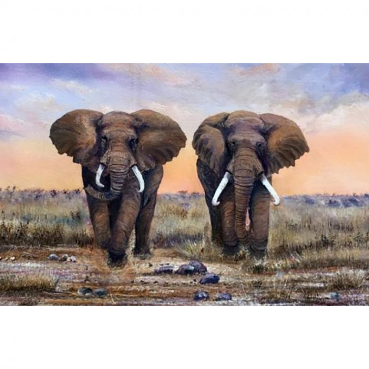 Dieren schilderij Twin Olifant - Te koop foto 2