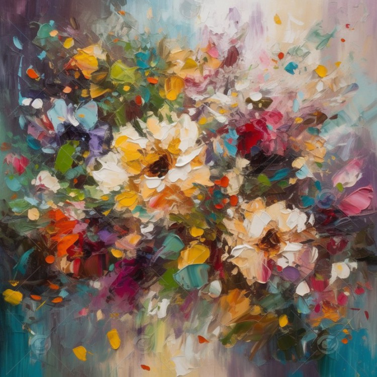 Ontdek 'Eeuwige Lente' - een Bloemenschilderij foto 1