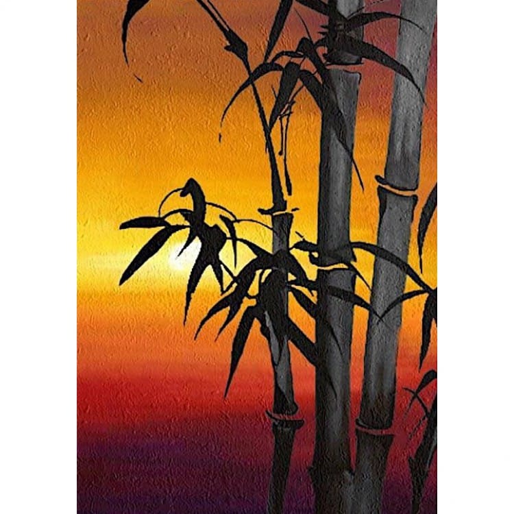 Schilderij bamboe in avondgloed foto 3