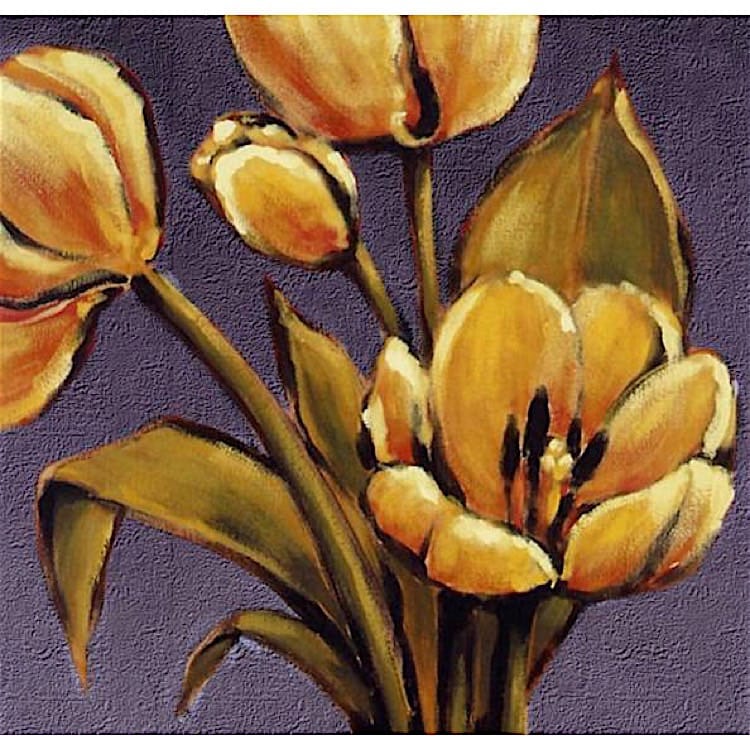 Bloemenschilderij Tulpen van goud - Kopen foto 1