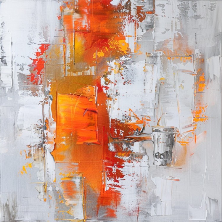 Vuur en Stilte – Abstract Olieverfschilderij Handgemaakt foto 1