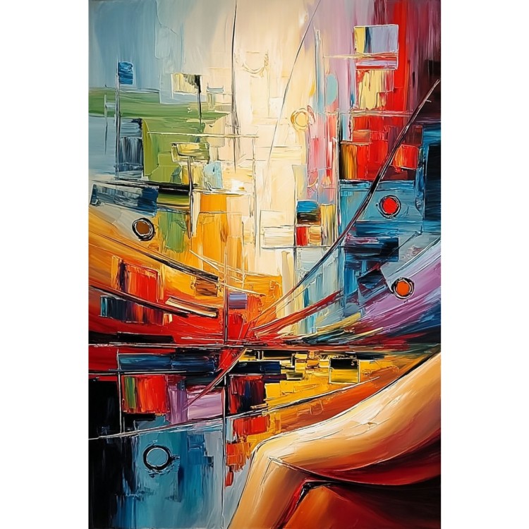Kleuren Symfonie – Modern Abstract Olieverfschilderij foto 1