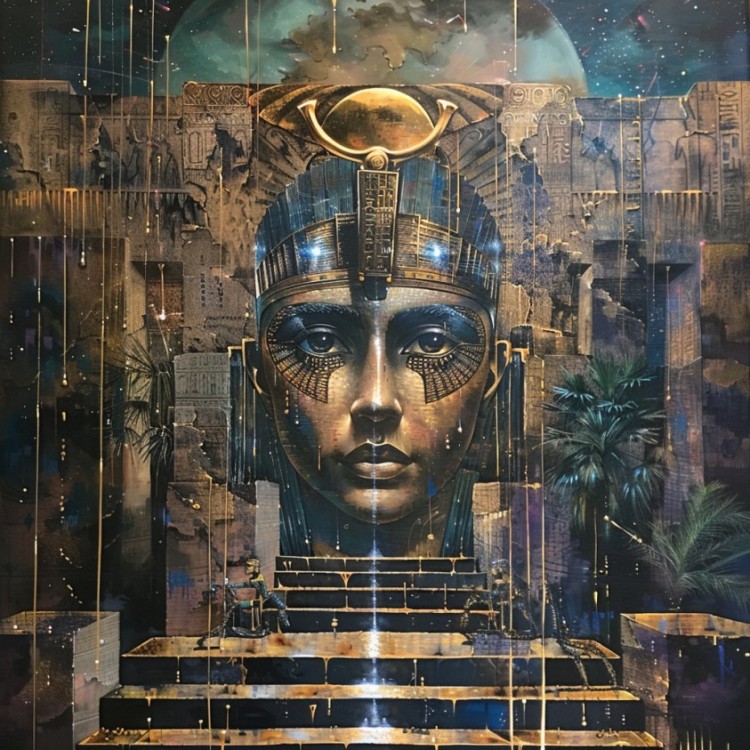 Wachter van de Anunnaki – Mystiek Olieverfschilderij foto 1