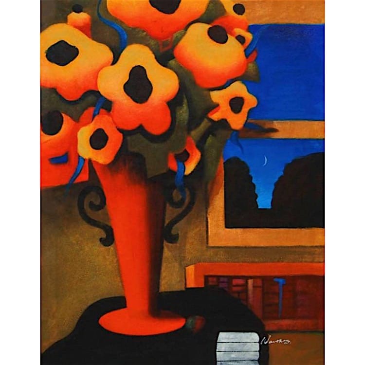 Olieverf schilderij Vase foto 1