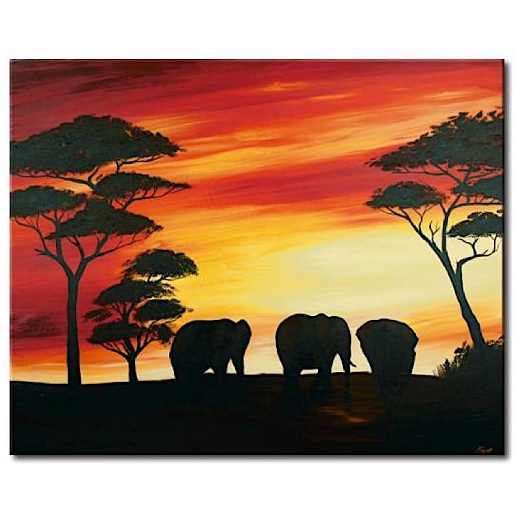 Afrikaans landschap schilderij Afrikaanse Zon foto 1