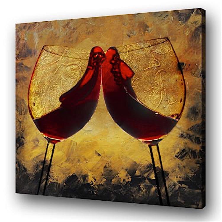 Olieverfschilderij twee wijnglazen foto 1