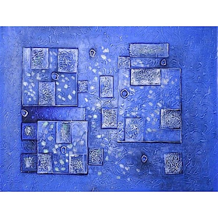 Olieverf schilderij blauw abstract foto 1