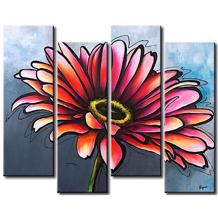 Bloemen schilderij Roze Gerbera - Te koop foto 1