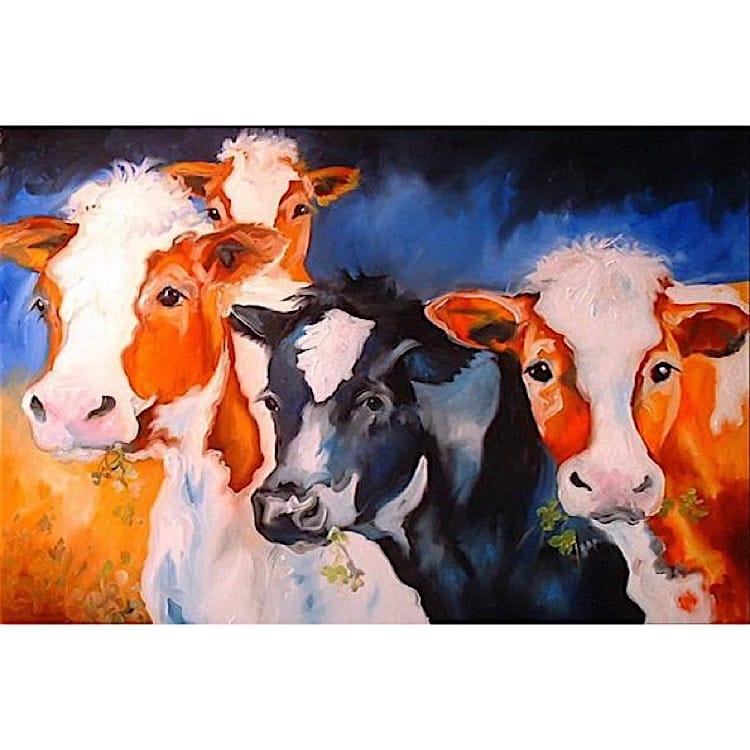 optie straal Tether Handgeschilderd - 4 Koeien Schilderij kopen | Kunst voor in huis