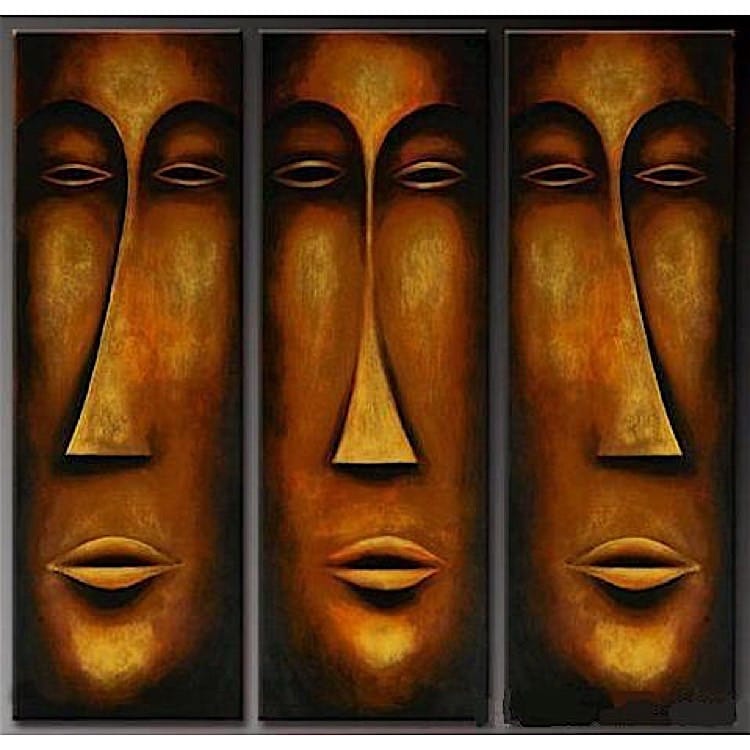 Olieverf schilderij drie gezichten foto 1