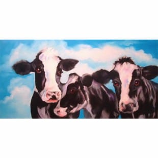 Olieverf Schilderij van Nederlandse Koeien foto 1