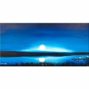 Landschap Schilderij Blauwe Gloed foto 1