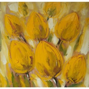 Olieverf bloemen Schilderij de Gele Tulpen foto 1