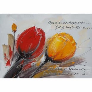 Schilderij rood gele tulp foto 1