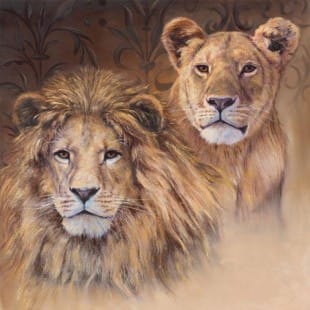 Schilderij kopen van De leeuw en leeuwin foto 1