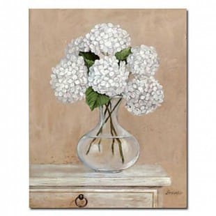 Schilderij witte bloemen in vaas foto 1