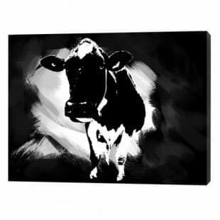 Schilderij koe zwart wit foto 1
