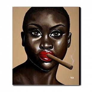 Handgeschilderd Schilderij zwarte vrouw foto 1