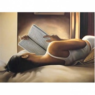Schilderij meisje leest boek - Kopen foto 1