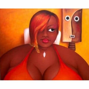 Schilderij dikke dame 2 foto 1