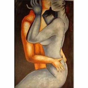 Olieverfschilderij innige liefde foto 1