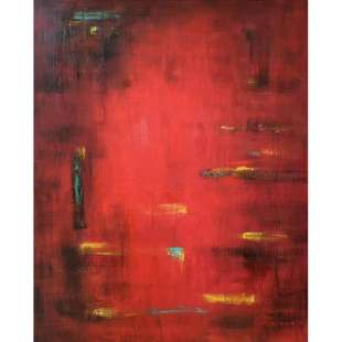 Schilderij modern rood abstract - Te Koop foto 2