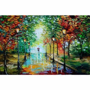 Landschap Schilderij stadspark - Kopen foto 1
