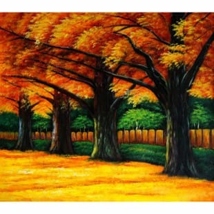 Olieverf schilderij Herfstbomen foto 1