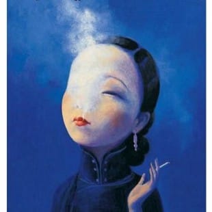 Schilderij rokend chinees meisje foto 1