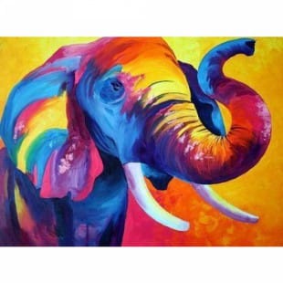 Dieren Schilderij kleurrijke olifant - Kopen foto 1