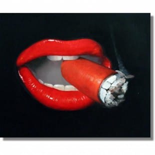 Schilderij sigaar tussen lippen foto 1