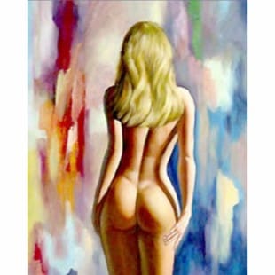 Olieverf schilderij de blonde vrouw foto 1