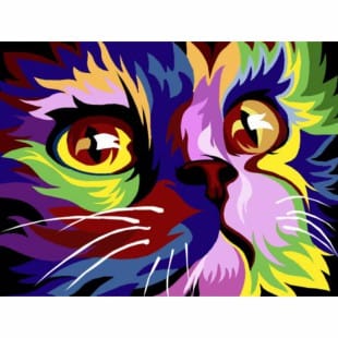 Schilderij de gekleurde kat foto 1