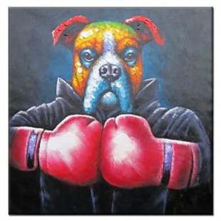 Schilderij boksende boxer foto 1