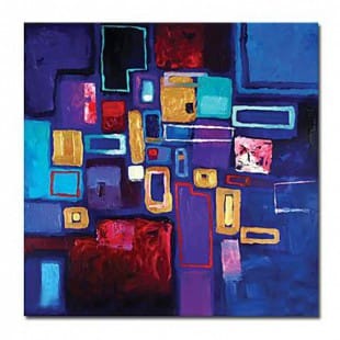 Schilderij abstracte blokken met paars - Kopen foto 1