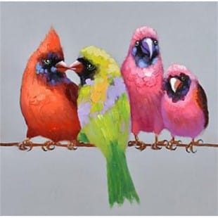 Dieren Schilderij 4 vogels foto 1