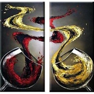 Schilderij rode en witte wijn foto 1