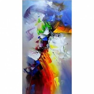 Schilderij abstract kleurrijk staand - Kopen foto 1