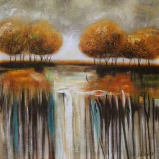 Landschap schilderij het bruine bos  - Kopen foto 2