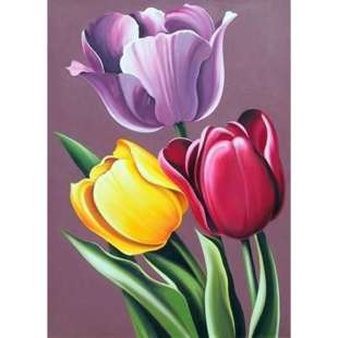 Olieverf bloemen Schilderij 3 tulpen foto 1